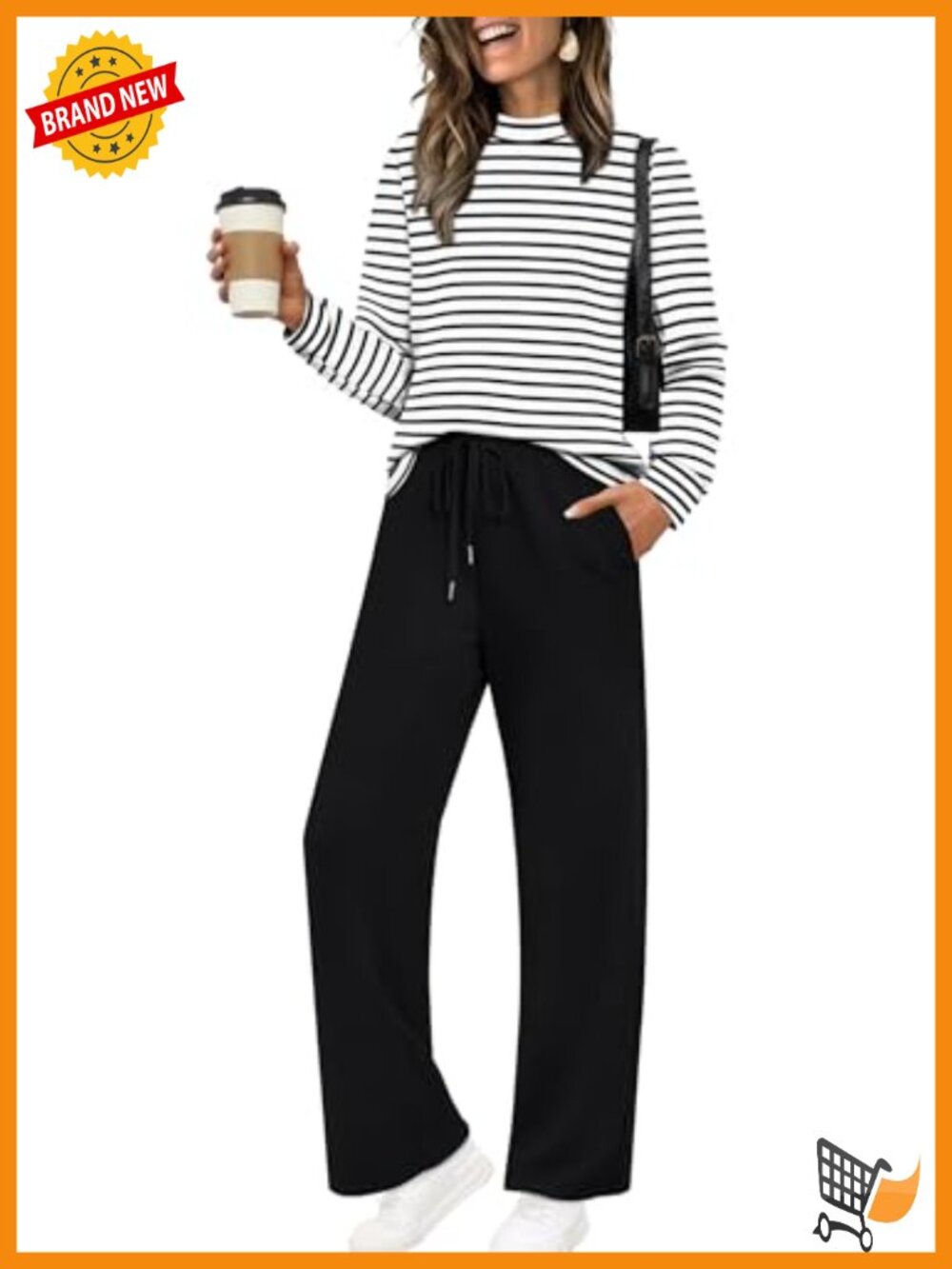 Women's Two Piece Set Mock Neck Long Sleeve Wide Leg Pants Loungewear Travel